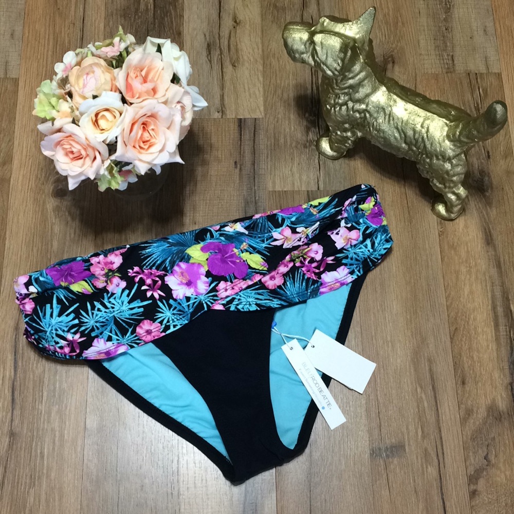 Bleu Rod Black Flower Bathing Suit Bottoms
